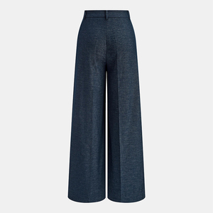 <span class=keywords><strong>Eleganti</strong></span> <span class=keywords><strong>Pantaloni</strong></span> a Gamba Larga <span class=keywords><strong>Blu</strong></span> Navy da Donna con Dettaglio Annodato in Vita, Formali e Casual, Vestibilità Comoda - Product Image 2