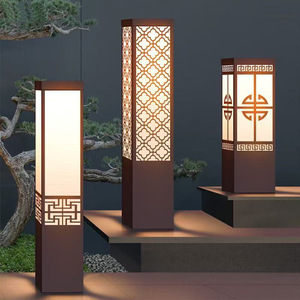 Lampada da Giardino in Stile Cinese in <span class=keywords><strong>Ferro</strong></span> Zincato Elettrico IP65 Impermeabile <span class=keywords><strong>Luce</strong></span> LED 3500K Bianco Caldo Angolo di Illuminazione 180° per Villa e Giardino - Product Image 1