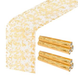 Rouleau de chemin de table en maille métallique scintillante dorée 11"X108" pour mariage, anniversaire, fête de Noël - Product Image 1