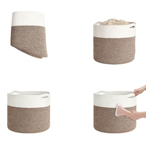 Cesto de <span class=keywords><strong>Ropa</strong></span> <span class=keywords><strong>Sucia</strong></span> Grande de Cuerda de Algodón Tejida Marrón, Nuevo Modelo 2025 - Product Image 2