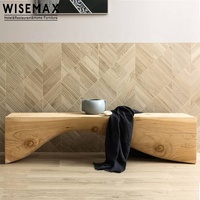 WISEMAX FURNITURE Banc en bois massif de luxe moderne, forme unique, banc de jardin en bois naturel