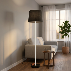 Lámpara de Pie Moderna de Estilo Europeo con Pantalla de Tela, Luz Principal E26/E27 y Tira de Luz LED Acrílica Integrada de 12W para Hotel - Product Image 5