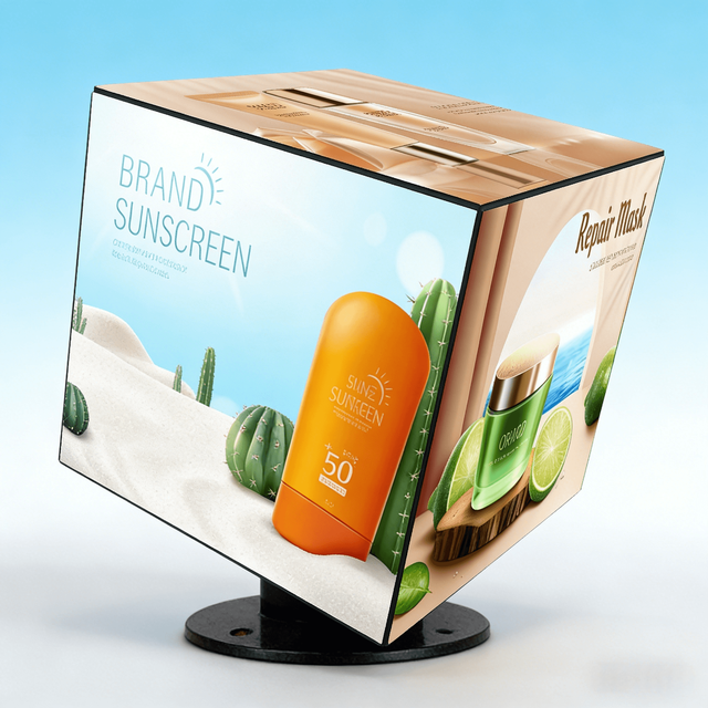 Custom 3D P3.91 LED Lightbox Cube Remote Control Portable Fabric Backlit Signage for Office Bar Exhibition Advertising Display