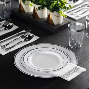 Ensemble <span class=keywords><strong>de</strong></span> vaisselle en plastique <span class=keywords><strong>rose</strong></span> doré fantaisie <span class=keywords><strong>de</strong></span> 350 pièces avec <span class=keywords><strong>serviette</strong></span> pour les occasions <span class=keywords><strong>de</strong></span> fête - Product Image 6