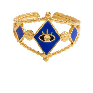 Fashion <b>Rings</b> Women's Open Design Colorful Enamel Gold Plated Party Jewelry Irregular Flower Pattern Stainless Steel <b>Ring</b> Set - Product Image 5