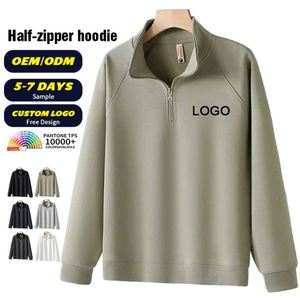 Sweat-shirt à capuche pour homme de haute qualité en coton, coupe oversize, avec col montant et demi-fermeture éclair - Product Image 3