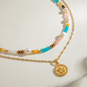Stainless Steel <b>Angel</b> Pendant Necklace With Natural Stone Beads Pearl Unisex <b>Gift</b> Jewelry - Product Image 3