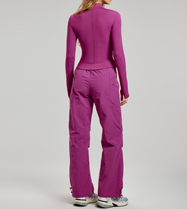 Chaqueta de correr de lana para mujer, resistente al agua, con cremallera completa, para invierno, clima frío, chaquetas térmicas de entrenamiento para ciclismo con agujeros para los pulgares - Product Image 5