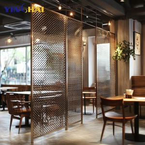 Divisor de habitación de restaurante de acero inoxidable de alta calidad, divisor de habitación Paravent, <span class=keywords><strong>separador</strong></span> de salón de partición de habitación de bronce - Product Image 1