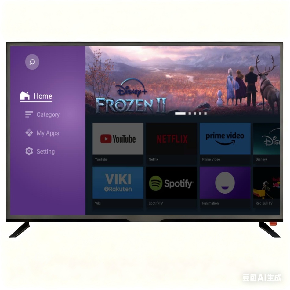 2K 42 Inch Smart LED TV Android System 60Hz Black Cabinet Wide