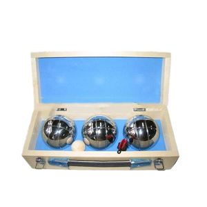 Usine populaire 720g ensemble <span class=keywords><strong>de</strong></span> divertissement sportif 3 pièces <span class=keywords><strong>boules</strong></span> <span class=keywords><strong>de</strong></span> pétanque boîte en bois en acier inoxydable argenté 3 joueurs Logo personnalisé - Product Image 1