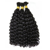 Cheveux humains bouclés profonds non traités en vrac pour tressage, sans trame, effet mouillé et ondulé, extensions de cheveux en vrac pour tressage