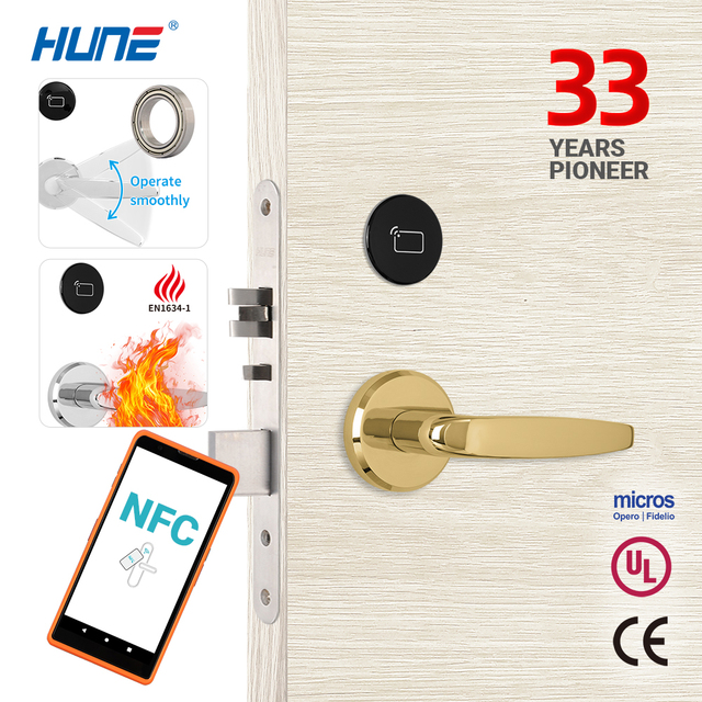 HUNE 304 Stainless Steel Hotel Lock Security Safety Access System Electronic RFID Card Guest Room Door Lock Cloudbeds Desfire