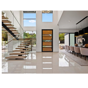 CBMmart-escalera flotante interior moderna, barandillas <span class=keywords><strong>de</strong></span> vidrio rectas con escalera <span class=keywords><strong>de</strong></span> <span class=keywords><strong>madera</strong></span>, <span class=keywords><strong>para</strong></span> el hogar - Product Image 6