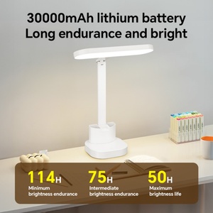 Lampe de bureau LED rechargeable avec batterie intégrée, support pour stylo, lumière de lecture, lampe de chevet simple à intensité réglable au toucher - Product Image 6