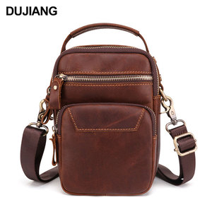 Dujiang Men's Crossbody <b>Bag</b> Genuine Leather Brown Casual Outdoor Chest <b>Bag</b> Durable Summer 2024 - Product Image 5
