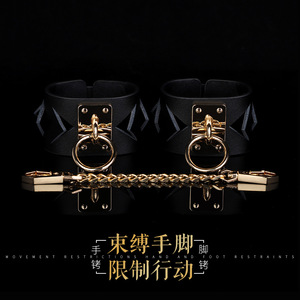 Genuine <b>Leather</b> SM <b>Handcuffs</b> Black Diamond Shape Bondage Restraints Adult Toys Couple Props - Product Image 4