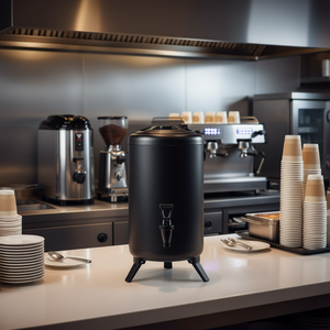 Serveur de boissons en acier inoxydable noir 8L, conteneur thermique isolé pour boissons chaudes et froides, distributeur de qualité commerciale - Product Image 2