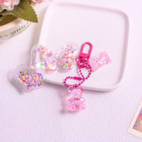 1PC Mignon Porte-clés pour sac, boîte à écouteurs, clés, accessoires, avec motifs dessin animé, paillettes, cœur, animal, bonbon, ours, pour amis et amoureux