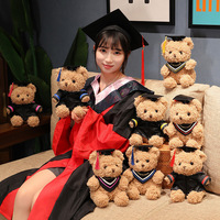 Songshan jouets Logo personnalisé animal en peluche docteur ours baccalauréat uniforme poupée doux mignon cadeau de remise des diplômes ours en peluche jouet en peluche