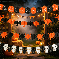 Guirlande en papier nid d'abeille 3M pour Halloween, motifs citrouille, squelette, chauve-souris, araignée, pour décorations d'ambiance de fête - Vente chaude