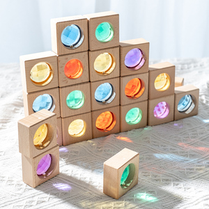 Hot Sale 25PCS Portable Transparent Gem Stack Toy Educational Wood Block Toys for Kids Factory Direct Sale Packed in Box - Product Image 1