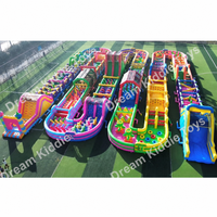 Parcours d'obstacles géant gonflable en PVC commercial, équipement de parc d'attractions, parc à thème gonflable extérieur, Fun City pour enfants et adultes