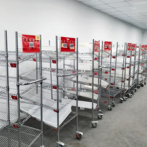 Carrito de recogida de malla de alambre de cuatro capas inclinado de rotación logística de 1200*450*1600mm, estante de almacenamiento cromado, carrito de clasificación - Product Image 6