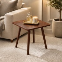 Table basse compacte avec plateau en MDF et pieds en bois massif, petite table carrée, table d'appoint, table de chevet, table de nuit, pour salon et canapé