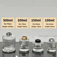Flacon diffuseur de parfum en verre transparent rond de luxe vide avec bouchon à vis, 100 ml, 150 ml, 200 ml, 500 ml, pour coffret cadeau