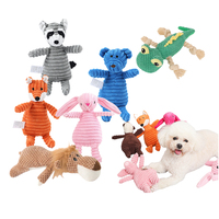 Jouets pour chiens en coton durable, corduroy résistant, en forme d'animaux, peluche couineuse, avec fonction de jeu sonore pour grands chiens