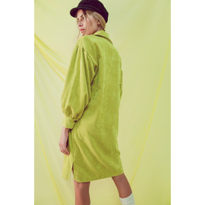 Mini abito chemisier in corduroy color lime - Product Image 2