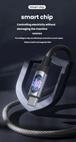 Câble USB-C vers USB-C 100W 6A à charge rapide PD, avec affichage numérique LED, en nylon tressé, pour données, vente en gros d'usine, OEM