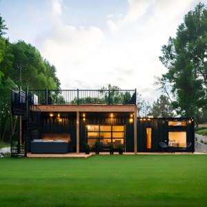 Modern High-<strong>Tech</strong> Prefab Residences 40FT Steel Container &amp; Glass House Estates Garden Office Designs for School Villa Shop Use - Product Image 1