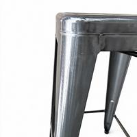 Tabouret de bar en métal argenté brossé, empilable, hauteur comptoir, mobilier de bar commercial et industriel pour bistrot et cuisine