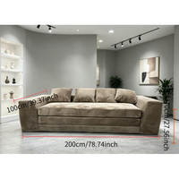 Ensemble de canapés modulaires en velours côtelé pour salon, coussins amovibles, profil bas, grande surface d'assise, support épais, bords surpiqués, mobilier