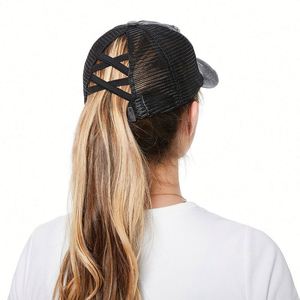 Casquette de baseball en coton lavé pour femme, style cowboy, pour le sport et l'extérieur, avec boucle élastique réglable et trou pour queue de cheval, respirante, vente en gros - Product Image 4