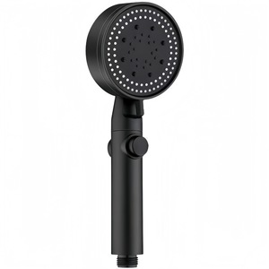 Pomme de douche pressurisée noire avec débit réglable, design moderne et simple, montage mural, robinet de douche en ABS - Product Image 1