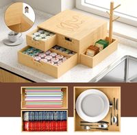 Tiroir à dosettes de café en bois moderne et durable avec support pour tasses en forme d'arbre et boîte de rangement latérale pour la maison