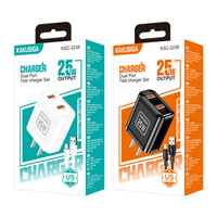 Set Charger Dual Port KAKUSIGA Private Mold 25W (US), Pengisian Cepat 5V/5A dengan Kabel USB ke Type-C untuk Perangkat Seluler