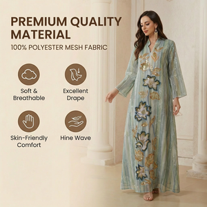 ชุดอาบายะปักลายหรูหราสำหรับผู้หญิง ชุดราตรียาวสง่างามสำหรับงานปาร์ตี้ จากผู้ผลิต - Product Image 3