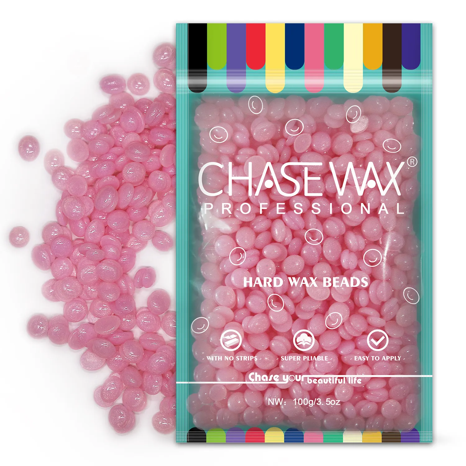 Chase Wax 100G Hạt Sáp Cứng Loại Bỏ Lông Không Chứa Nhựa Thông Không Gây Dị Ứng Hoa Hồng Lấp Lánh Để Tẩy Lông