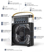 Ventilateur de bureau portable mini USB avec lumière LED, rechargeable, brumisateur, trois vitesses, pour bureau, dortoir, table