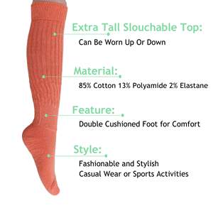 Db Light Orange Slouchy Knee-High Socks For Women Cotton <b>Bow</b> Decor Summer Wear Size 5 10 - Product Image 5