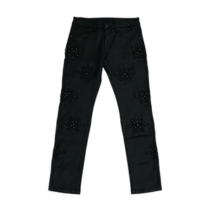 Pantalones vaqueros negros lisos, modernos y urbanos, con corte ajustado y tiro bajo, ideales para atuendos urbanos de estilo punk y hip-hop. - Product Image 6
