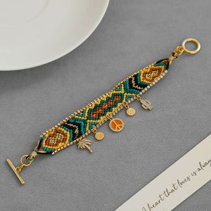 Bracelet tissé à la main en forme de palmier cactus, symbole de paix, bijou d'amitié en cristal plaqué or aux couleurs vives - Product Image 4