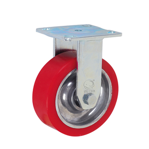4 Zoll Hohe Tragfähigkeit Lager und Logistik Industrielle Schwenk platte Universal rad Heavy Duty <span class=keywords><strong>Red</strong></span> PU Lenkräder - Product Image 3