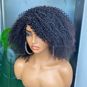 วิกผมมนุษย์แท้แบบดิบจากมาเลเซีย ราคาขายส่ง วิกผมหยิกฟูแบบธรรมชาติ มีหน้าม้า วิกผมมนุษย์แท้ 100% - Product Image 2