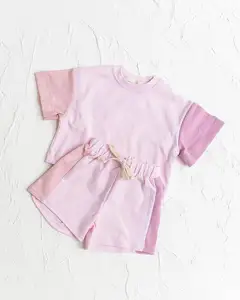 Custom Baby Kids Three Shades set t-shirt e pantaloncini oversize ragazzi ragazze Unisex Cotton Stitching Color Blocks 2 pezzi