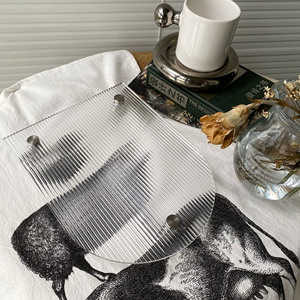 Acrylique décoratif <span class=keywords><strong>pied</strong></span> <span class=keywords><strong>plateau</strong></span> créatif acrylique plateaux bijoux parfum maquillage organisateur clair arc forme salle de bain évier vanité - Product Image 3